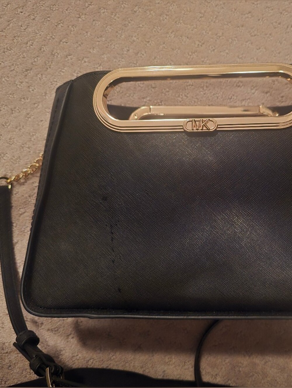 Michael Kors Black Chelsea Clutch with Gold Accent Handle